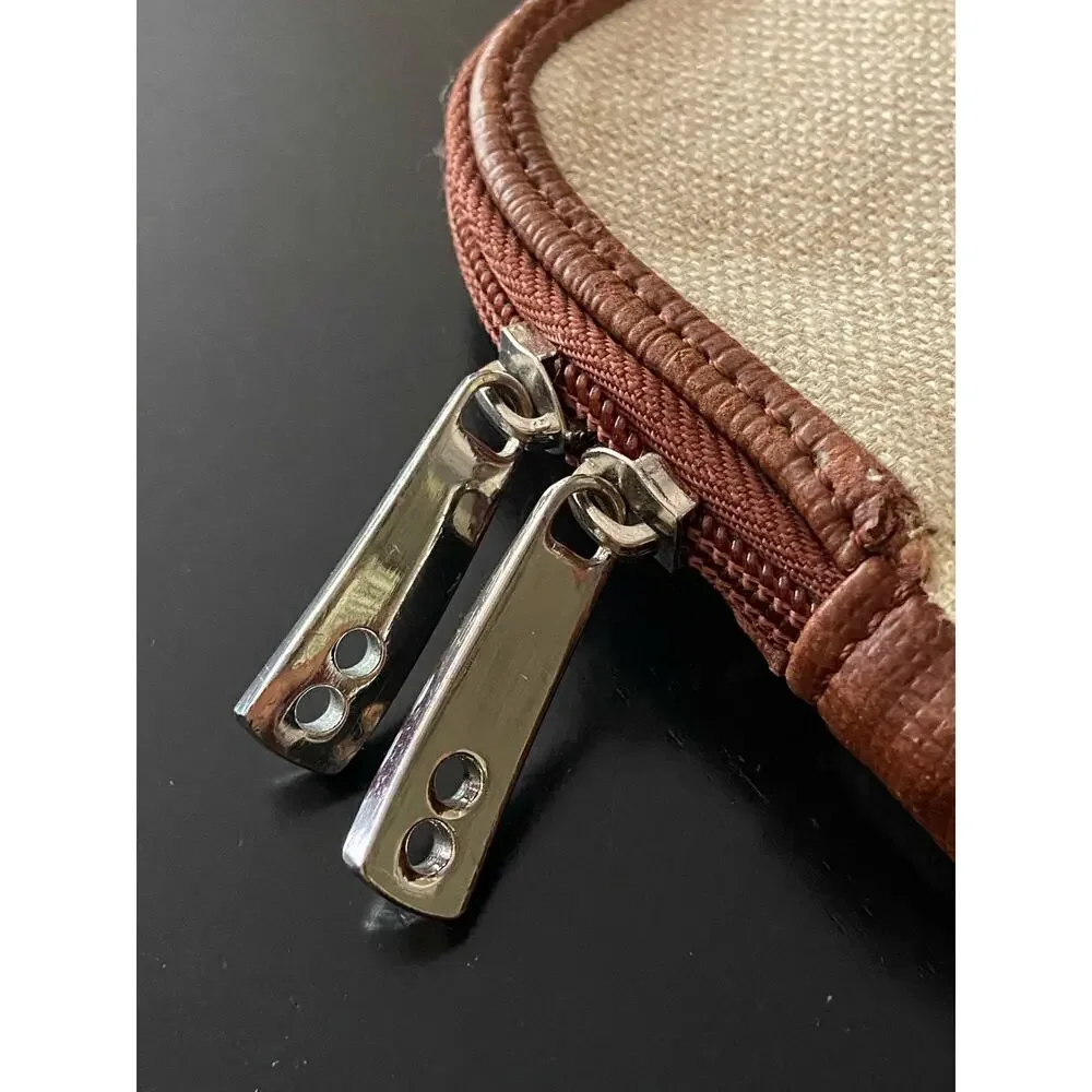 KNOMO Cream Canvas w/Leather Trim Padded Laptop Sleeve